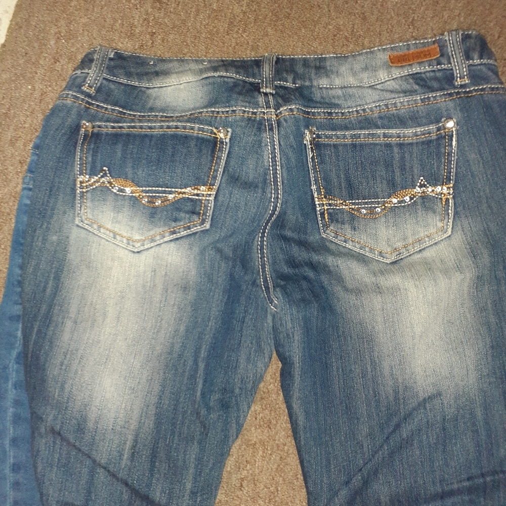 Bedazzled destroyed jeans